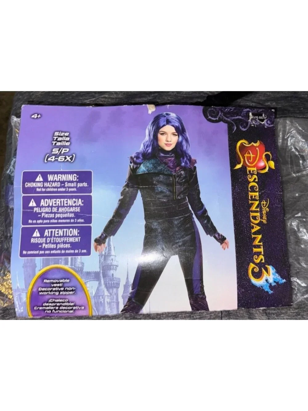 Disney Descendants 3 Mal Costume Kids Size Small 4-6X Purple Jumpsuit Outfit